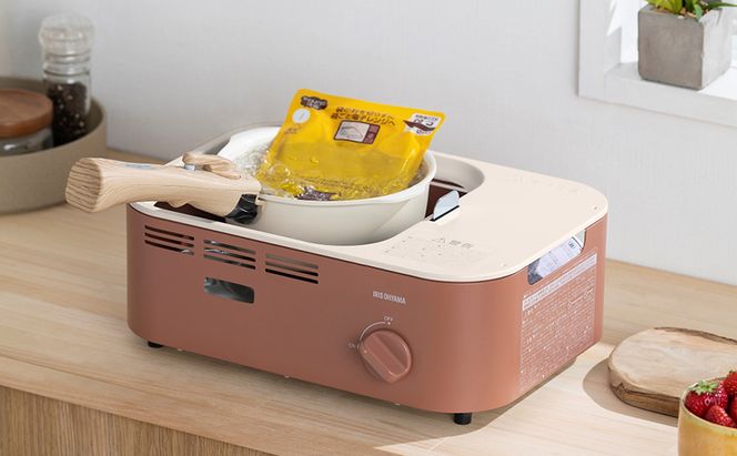 カセットコンロ 減煙 焼肉 減煙焼肉マルチカセットコンロ IGC-GYNT1-T テラコッタ アイリスオーヤマ グリル 鍋 たこ焼き スクエアパン ガラスフタ 蓋 卓上 コンロ カセットボンベ ガス 煙が少ない 防災 備蓄 停電 食欲の秋特集 