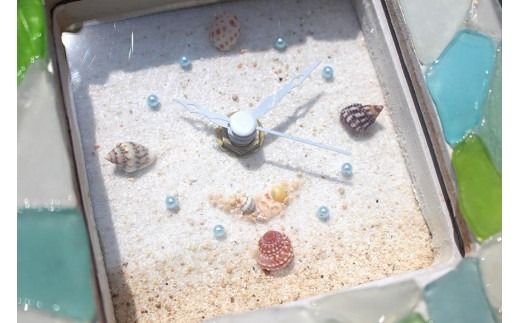 「シーグラスクロック」「シェルフォトフレーム」セット【沖縄の海からの贈り物】