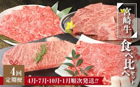 宮崎牛食べ比べセット４回定期便(4回コース・満足) K01_T02