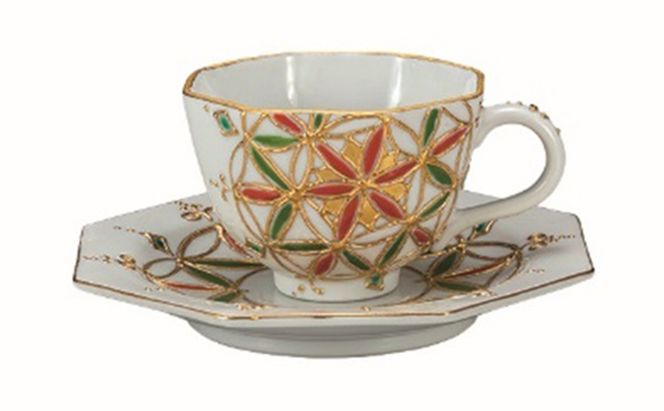 九谷焼 カップ＆ソーサ・花紡（はなつむぎ）相川志保 a04 工芸品 民芸品 伝統技術 ソーサー 