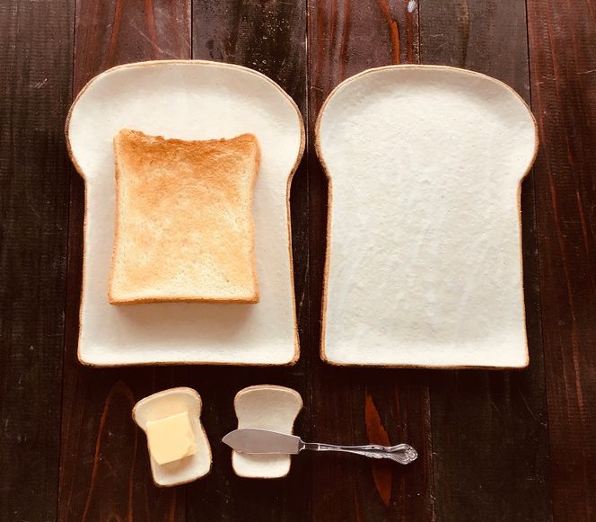 食パンの皿　ラージサイズ　4枚セット +箸置き4個セット【716】_HA0973