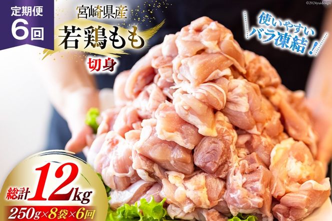 鶏肉 定期便 若鶏 もも 切身 小分け 250g 8p 6回 総計 12kg セット [九州児湯フーズ 宮崎県 美郷町 31aj0047] 肉 鶏肉 宮崎県産 便利 大人気 鶏 パラパラ IQF 鶏もも 冷凍 国産 もも肉 カット済