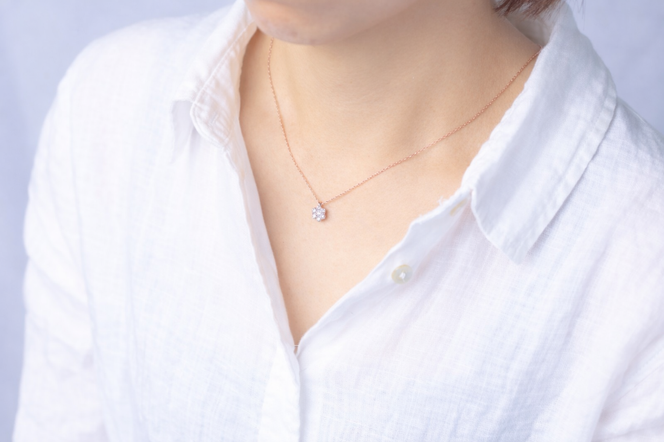 ダイヤモンド ネックレス フラワーS 0.45ct K18 ピンクゴールド  ジュエリー ダイヤ  18金 山梨 H-730 SWCI013-pg