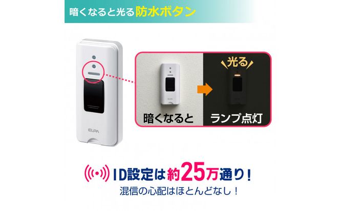 ワイヤレスチャイム（押しボタン＆ランプ付き受信機） 272183_AZ99