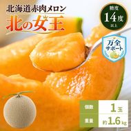 〈先行受付〉【2027年夏発送】北海道 赤肉メロン 北の女王 秀品 約1.6kg×1玉 令和9年 メロン 果物 フルーツ 旬 季節 希少 貴重 甘い 豊潤 国産 デザート ご褒美 産地直送 ギフト お祝い 贈答品 贈り物 お中元 常温 