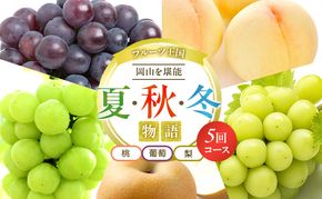 フルーツ 定期便 2026年 先行予約 フルーツ王国 岡山を堪能 5回コース 桃 もも 葡萄 ぶどう 梨 なし岡山県産 国産 果物 セット ギフト 桃太郎ぶどう ニューピオーネ シャインマスカット あたご梨 
