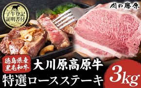 大川原高原牛 特選ロース 3kg 冷凍便 肉の藤原 《60日以内に出荷予定(土日祝除く)》│ 和牛 希少 大川原高原 牛肉 ロース 贅沢 バーベキュー BBQ キャンプ ギフト 贈答 徳島県 佐那河内村 ---sanagouchi_nfw_14_3kg---