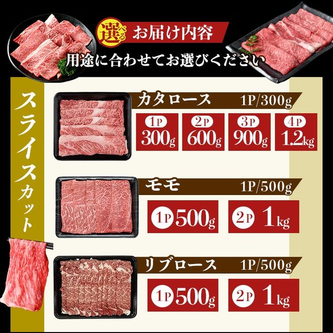 鹿児島県産 黒毛和牛 ＜スライス or 焼肉＞(計300g～1.2kg)【ナンチク】姶良市 黒毛和牛 和牛 牛肉 国産 鹿児島県産 肩ロース モモ リブロース スライス すき焼き しゃぶしゃぶ 焼肉 焼き肉 BBQ バーベキュー 冷凍 a1116 a1117 a1119 a1120 a1121 a1122