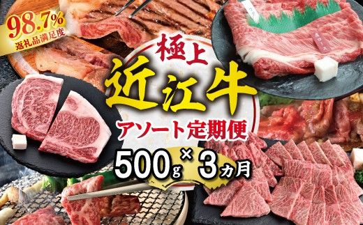 【期間限定】極上近江牛500g　食べ方色々！アソート定期便【ZZ61W】（滋賀県　近江八幡市）