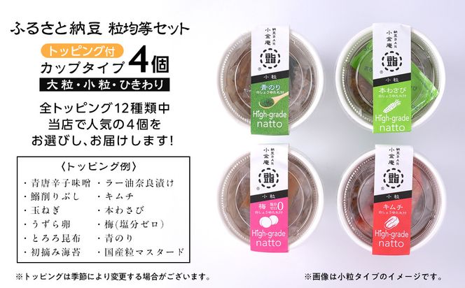 ふるさと納豆　カップタイプ4個　粒均等セット(カップ納豆4個）＜納豆BAR小金庵＞ 272183_BR33VC04
