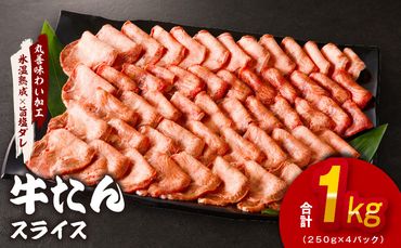 mrz0025 【氷温熟成×旨塩ダレ】牛たん 1kg スライス 小分け 250g×4P 焼肉用 訳あり サイズ不揃い