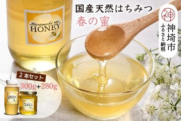 【数量限定】2024年産 国産天然蜂蜜（春の蜜）300g & 280g【合計580g】【蜂蜜 パンケーキ ヨーグルト 甘み フルーティ とろとろ】(H049127)