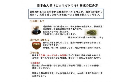 【F09002】日本山人参（ヒュウガトウキ）粉末 本場大分県産