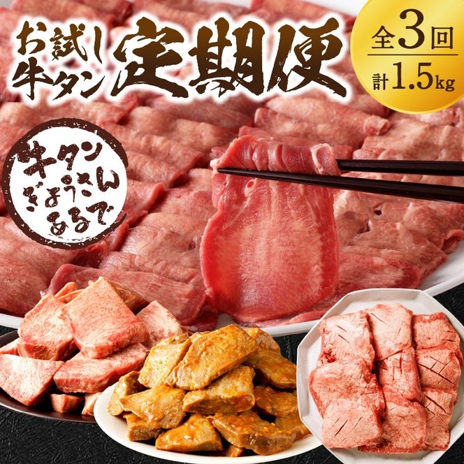 お試し牛タン定期便【全3回】《 肉 牛肉 牛タン 牛たん 牛 高タンパク 極上 厚切り 定期便 焼肉 》【2405A99809】