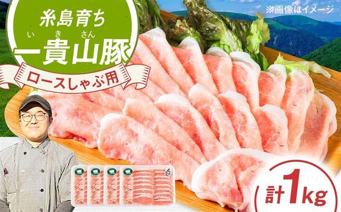 一貴山豚 ロースしゃぶ用 計1kg(250g×4p) 糸島市 / いきさん牧場 豚肉 冷凍[AGB045] 豚肉 豚 ブランド豚 一貴山豚 ポーク ロース スライス 250g 小分け