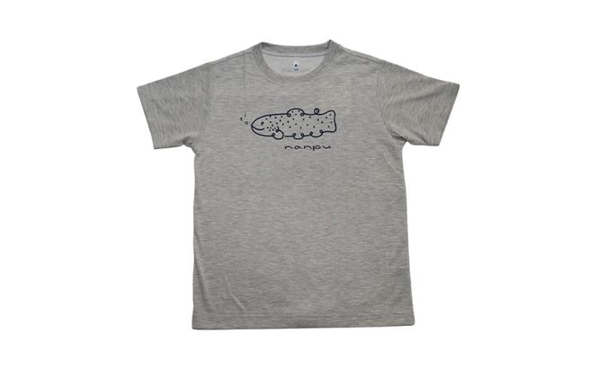 【子供用】 nanpu イトウ Tシャツ  140cm グレー 北海道 南富良野町 限定デザイン オリジナル キッズサイズ 子供用