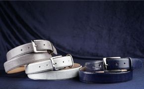 ベルト SAKURA WAQS 匠リザードベルト33ミリ ( 紺 グレー 白 ) 革 革製品 皮革製品 ファッション 小物 高級 リザード 吟ズリ加工 高級仕立て カジュアル 手づくり 