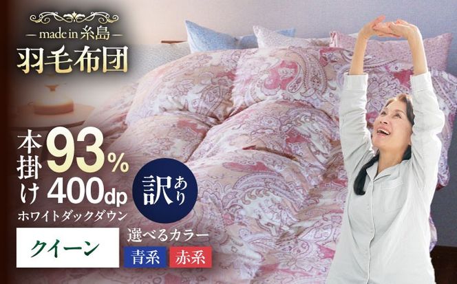 【訳あり】【糸島羽毛ふとん】【高級ダウン使用】羽毛 布団 本掛け 柄おまかせ フランス産 ダウン93％【クイーン】 糸島市 / 株式会社三樹 / 布団 羽毛[AYM039]