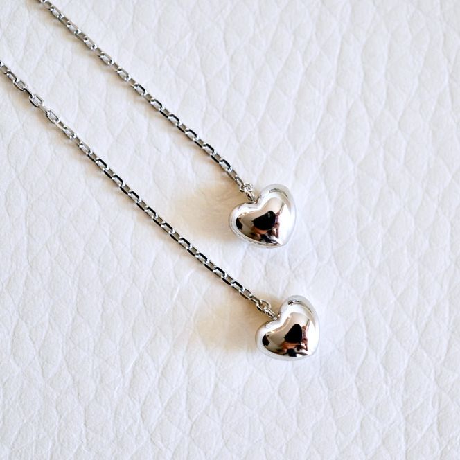 K18WG(18金) ホワイトゴールド 地金 ハート チェーン ピアス シンプル 保証書付 KO-0066 242-026-b