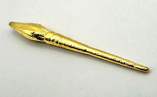 FYN5-045 西川町 工芸品 純金(K24) 月山筆 9.0g 純金 金金 金 24金 K24 K ゴールド 日本製 ハンドメイド 手作り 置物 オブジェ 貴金属 ジュエリー 贈答 贈り物 ギフト 記念日 誕生日 プレゼント X線分析検査証明書付 山形県 月山