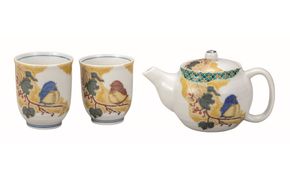 九谷焼　 くつろぎ揃　吉田屋すずめ（網付）　a03 172111_CY2086