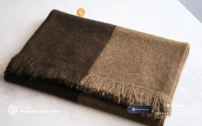 G3337 『Noble Fibre』100％ヤク・マフラー ベージュインターシャ【高級 おしゃれ ファッション カシミア より暖かい 防寒】