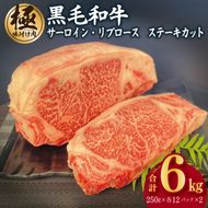 G1578 A5/A4等級 黒毛和牛 サーロイン/リブロース ステーキカット 合計6kg（各250g×12P）【極味付け肉】