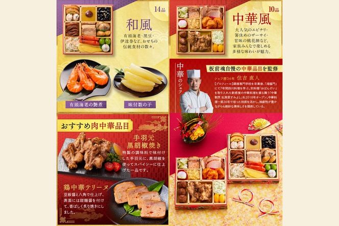 【B3-083】「板前魂の八宝」和中華風二段重おせち(2人前)