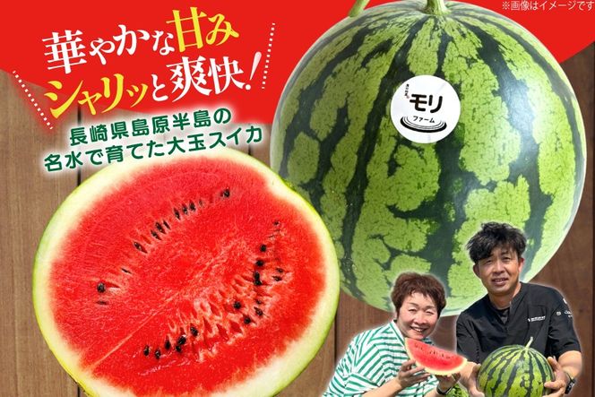 AJ455 【令和8年度出荷分】 湧水の里 モリファーム 赤玉 スイカ ラオウ まつりばやし 3L 8～10kg 1玉 [ 先行予約 数量限定 すいか スイカ 西瓜 フルーツ 果物 長崎 長崎県 島原市 ]