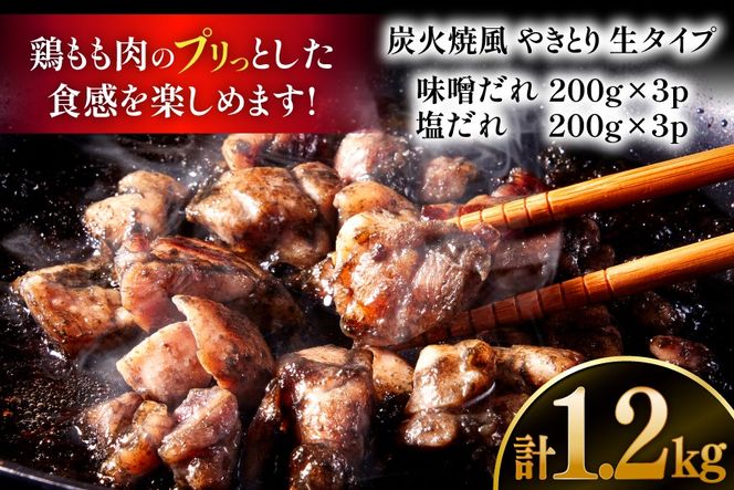 【新登場】 炭火焼鳥 炭火焼風やきとり 生タイプ 塩だれ 味噌だれ 各200g×3p 計6P [日本ハムマーケティング 宮崎県 日向市 452061570] 鶏もも 鶏 宮崎 おつまみ 酒のアテ 炭火焼 炭火焼き やきとり