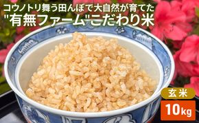 米 コウノトリ舞う田んぼで大自然が育てた"有無ファーム"こだわり米 玄米 10kg お米 栽培期間中農薬・化学肥料不使用