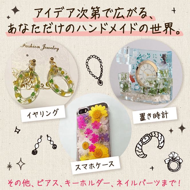 UV‐LEDレジン液　低粘度タイプ　100g入り×5本セット　手芸用クラフトUVレジン