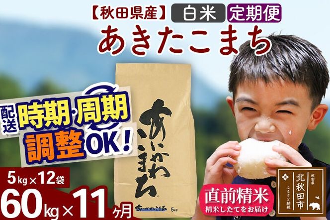 ※令和7年産※《定期便11ヶ月》秋田県産 あきたこまち 60kg【白米】(5kg小分け袋) 2025年産 お届け周期調整可能 隔月に調整OK お米 藤岡農産 [藤岡農産 秋田 お米 あきたこまち 米どころ 東北 北秋田市 定期便 毎月お届け]|foap-11311