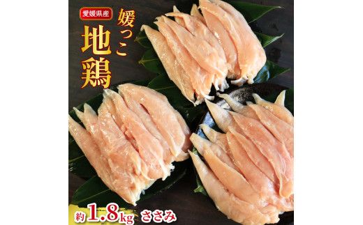 地鶏 愛媛 媛っこ地鶏 ささみ 約1.8kg 鶏肉 鳥肉 肉 チキン むね 焼肉 焼き鳥  BBQ 冷凍 国産 高級 タンパク質 低脂肪 糖質 唐揚げ サラダチキン スープ 出汁 ダイエット 愛南町 送料無料 ローカルスタンダード
