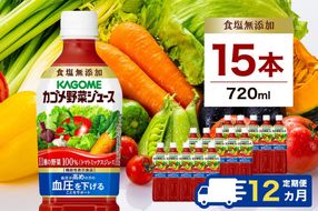 ns111-028 【定期便12ヵ月】カゴメ 野菜ジュース 食塩無添加 720ml 15本