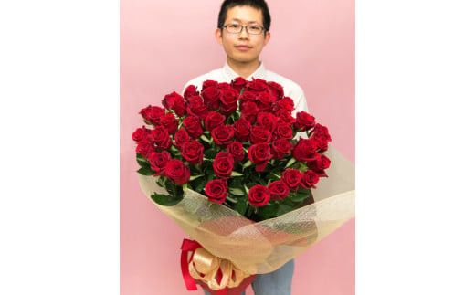 赤バラの花束 50本「いつまでもつづく、恒久の愛」| 花 花束 バラ 50本 記念 サプライズ ギフト プレゼント 神奈川県 小田原市  142069_BN019