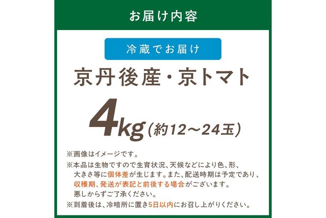 【先行予約】京丹後産・京トマト 4kg（12～24玉） 春夏発送（2026年5月中旬～発送）　JK00034