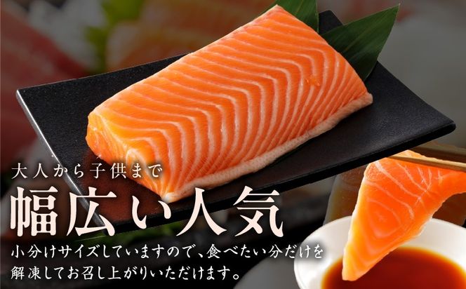 nbj0005 人気海鮮定期便 サーモン／真鯛 食べ比べ 全4回【毎月配送コース 小分け 訳あり サイズ不揃い 刺身 海鮮丼 人気 オススメ 冷凍】】