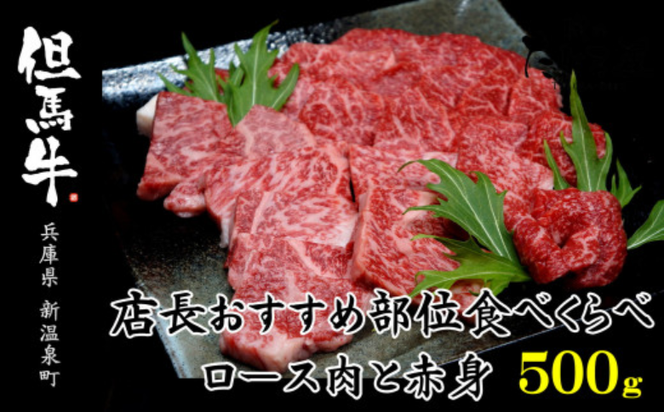 【ふるさと納税】但馬牛 ロースと赤身 店長おすすめ部位 食べくらべ 500g 肉 お肉 牛肉 ロース 牛ロース ロース肉 薄切り うす切り 赤身 各250g 食べ比べ 詰め合わせ セット 焼肉 焼き肉 BBQ バーベキュー 冷凍【配送不可地域：離島】【1242705】 兵庫県 新温泉町 送料無料