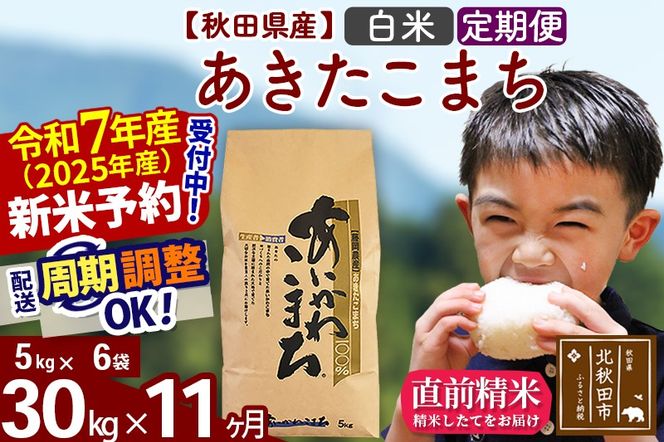 ※令和7年産 新米予約※《定期便11ヶ月》秋田県産 あきたこまち 30kg【白米】(5kg小分け袋) 2025年産 お届け周期調整可能 隔月に調整OK お米 藤岡農産|foap-11011