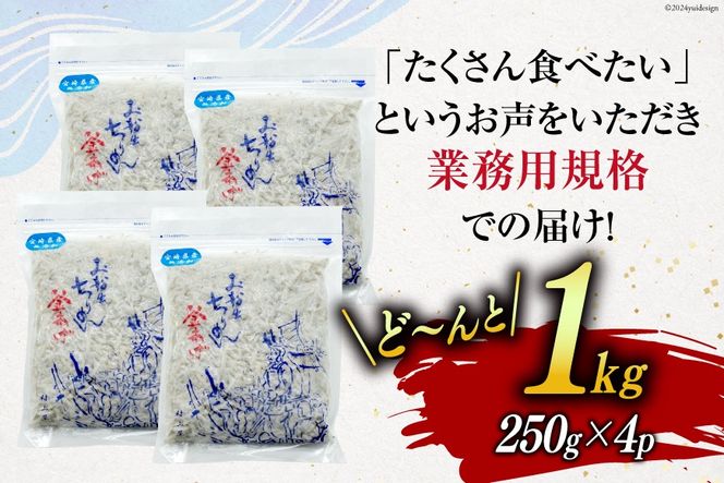 しらす 訳あり お船出 釜揚げしらす 250g 4p 計 1kg [お船出ちりめん村上屋 宮崎県 日向市 452061049] 小分け シラス 釜揚げ 冷凍 じゃこ ジャコ 訳アリ 赤腹 太筋
