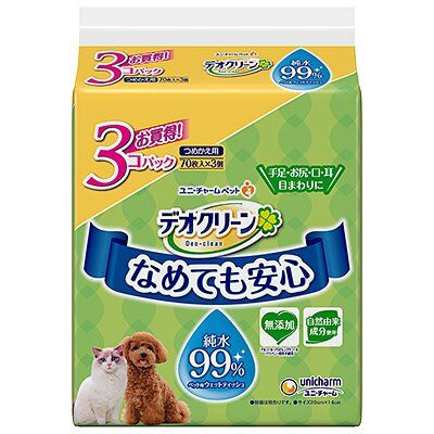 デオトイレ 消臭・抗菌 シート ボタニカル 20枚×4 デオクリーン 純水99％ ウェットティッシュ 詰替用 (70枚×3個P)×2 ペットシーツ ペットシート トイレ 猫 猫用トイレ ペット 清潔 ユニ・チャーム