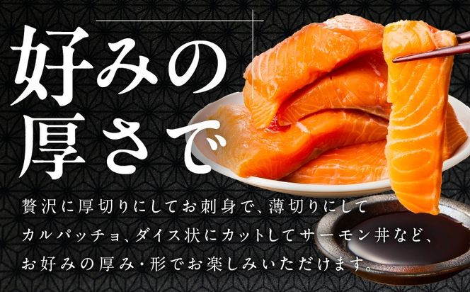 099Z615 【分けて届く定期便】アトランティックサーモン 1kg 刺身用ポーション【小分け 真空パック 訳あり サイズ不揃い 刺身 海鮮丼 さーもん 鮭 さけ シャケ しゃけ 冷凍 全2回】