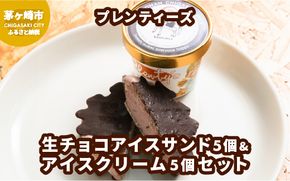 プレンティーズ 生チョコアイスサンド＆アイスクリームセット 各5個 計10個 生チョコ チョコレート チョコ ワッフルサンド アイス バニラ ストロベリー クリームチーズ ミルク ご当地 お取り寄せ 送料無料 神奈川県 茅ヶ崎市