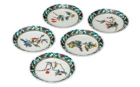 九谷焼　5.5号皿揃　山の幸絵変り （5枚セット）a01 食器 キッチン雑貨 キッチンアイテム 雑貨 小物 お皿 丸皿 食卓 テーブルコーディネート 