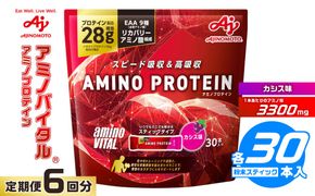 【6ヵ月定期便】味の素 アミノバイタル アミノプロテイン 30本 粉末 スティック アミノ酸 ホエイ カシス味 スピード吸収 運動 スポーツ コンディショニング リカバー カラダづくり 筋肉 筋トレ カロリー 持ち運び 便利 おすすめ トレーニング 神奈川県 川崎市