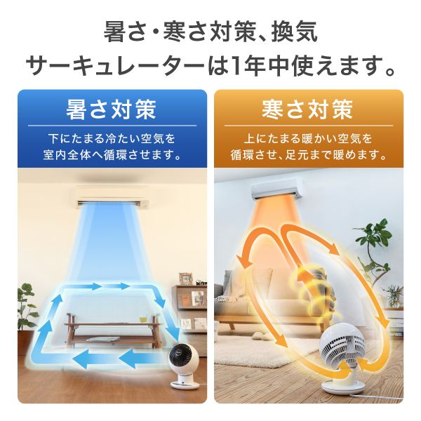 サーキュレーター 8畳 固定 マカロン型 PCF-MKM15N-B ブラック 送風 アイリスオーヤマ 