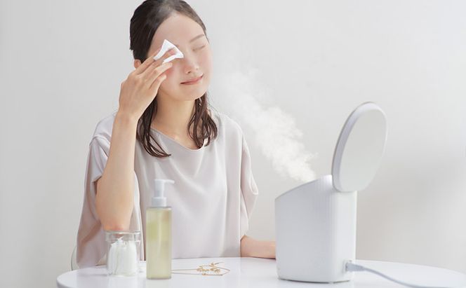 スチーマー フェイススチーマー FST-101-W ホワイト アイリスオーヤマ 美顔器 スキンケア 温スチーム LED 温冷 保湿 クレンジング 毛穴 乾燥 浸透 うるおい プレゼント ギフト 女性 美容 雑貨 日用品 電化製品 