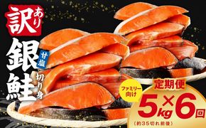 G4974 【定期便】銀鮭 切り身 5kg(約35切れ前後) 全6回【訳あり 規格外 甘塩 バラ凍結 海鮮 魚介 鮭 さけ しゃけ お弁当 朝食 おかず 簡単調理 家計応援】