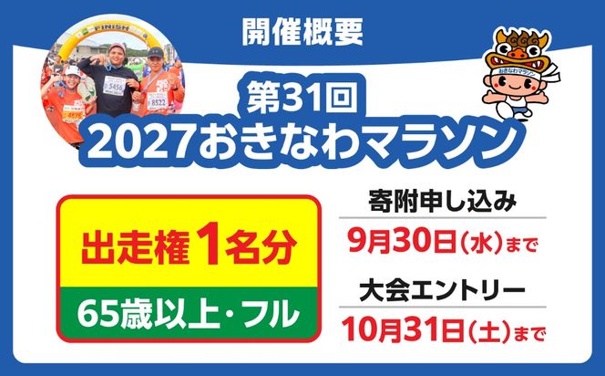 2027年開催！第31回2027おきなわマラソン出走権1名分(65歳以上フル) チケット スポーツ マラソン 参加権 沖縄市 / おきなわマラソン運営事務局[BCEX002]